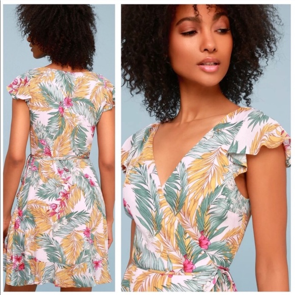 Lulus Tropical Palm Print Wrap Dress - Picture 3 of 3